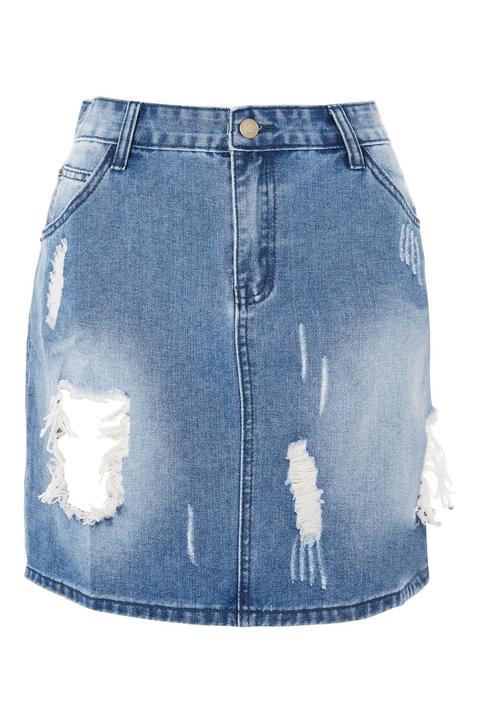 Womens **shredded Denim Skirt By Glamorous Tall - Blue, Blue