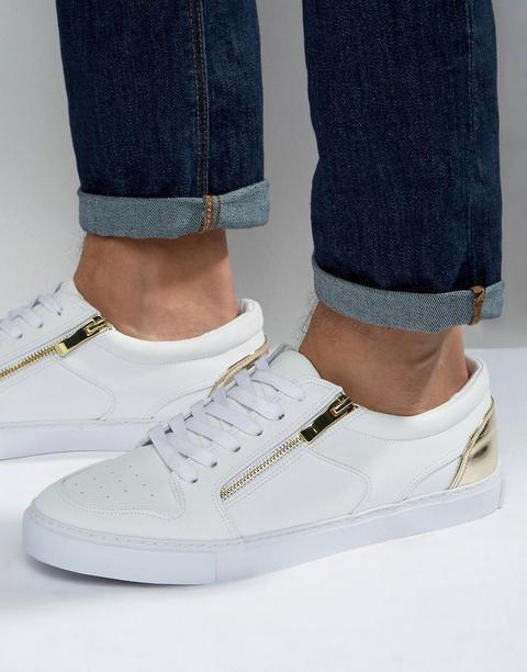 Zapatillas De Deporte Blancas Con Cremallera Dorada De Asos