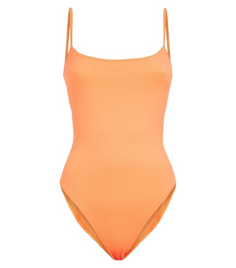 Orange Neon Ribbed Strappy Bodysuit New Look