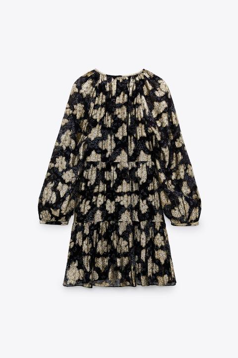 zara printed flounce dress