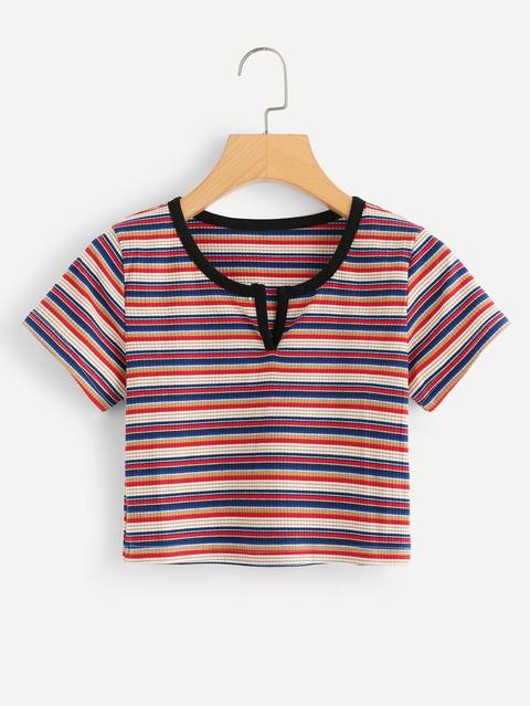 T-shirt Crop A Righe