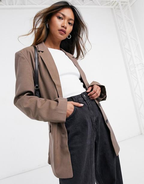 Asos Design Perfect Slouch Dad Suit Blazer In Mocha-brown