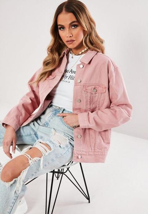 Pink Oversized Denim Jacket, Pink