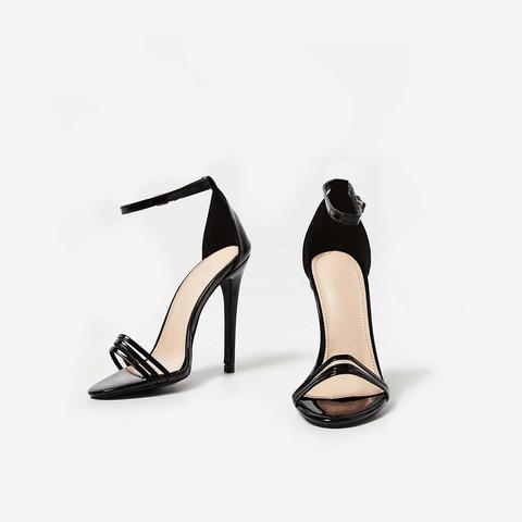 Nevada Barely There Heel In Black Patent, Black