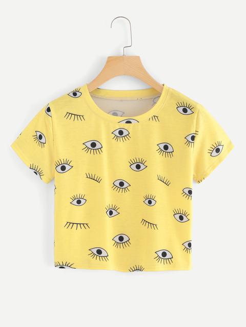 Eye Print Crop Tee