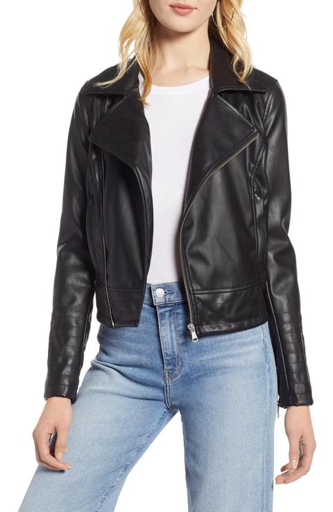 Quilted Faux Leather Moto Jacket