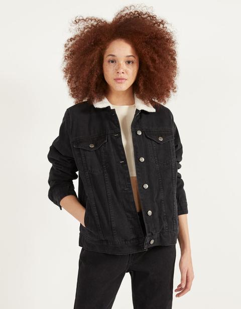 Blouson Denim Avec Fausse Fourrure