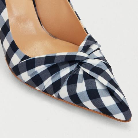 Escarpins Drapés En Vichy Bleu