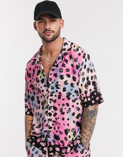 Camisa Extragrande Con Estampado De Guepardo De Native Youth (parte De Un Conjunto)-rosa