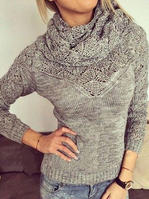 Accostare Strisciamento Pulsanti Openwork Collare Dell'increspatura 2-in-1 Grigio