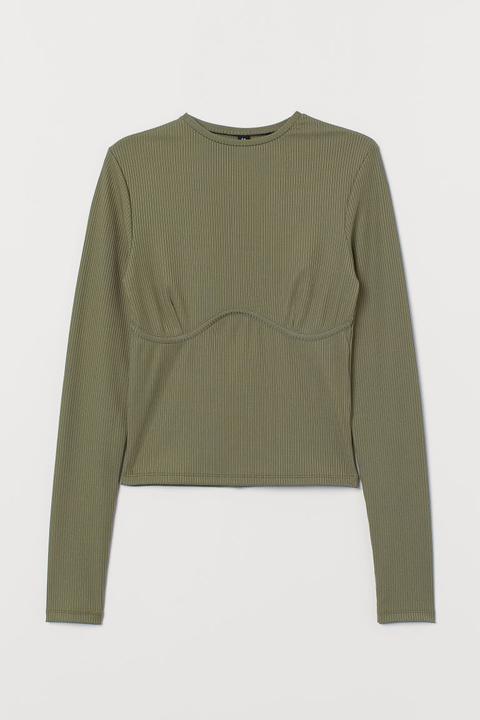 H & M - Maglia In Jersey A Costine - Verde