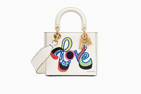 Bolso Lady Dior De Piel De Becerro Color Crudo Estampado En Relieve Niki De Saint Phalle