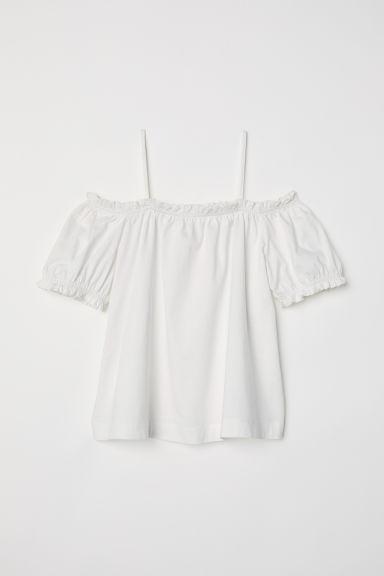 H & M - Top Hombro Descubierto - Blanco