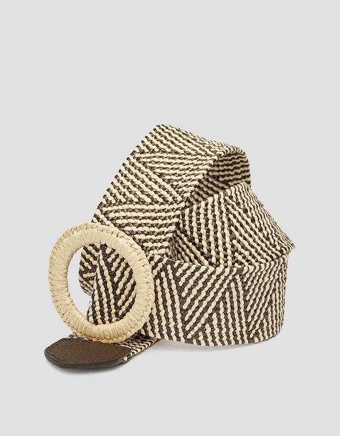 Ceinture Élastique Raphia Marron