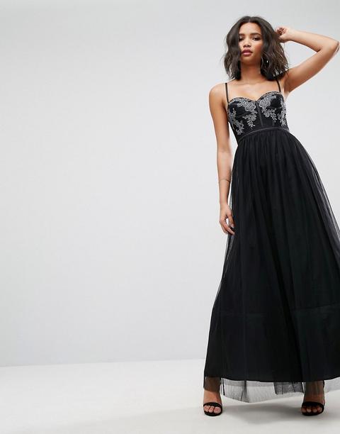 Asos - Vestito Lungo In Tulle - Nero