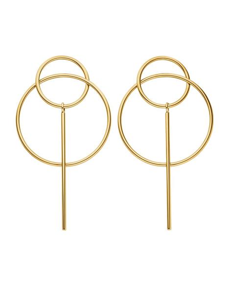 Double Bar Circle Studs Gold