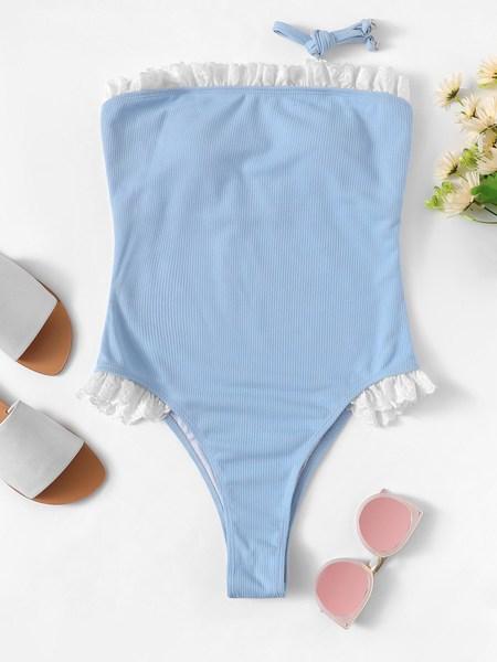 Costume Da Bagno Con Bordo Pieghettato