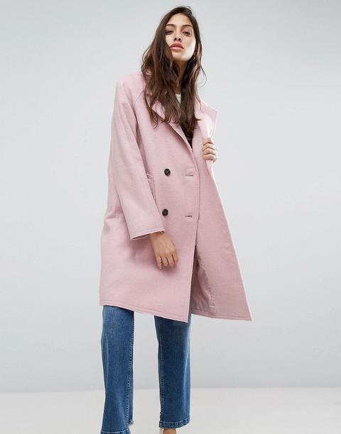 Asos - Cappotto Con Bordi Grezzi - Rosa