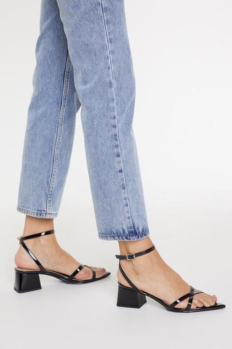 A Low Point Blow Heel Patent Sandals