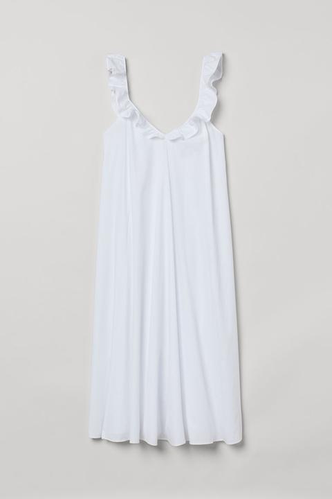 Vestido Con Volantes - Blanco