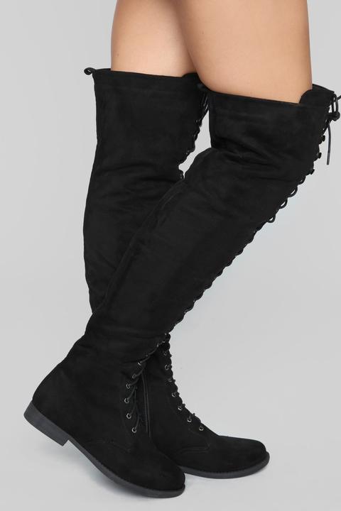 Tall Talk Flat Boot - Black