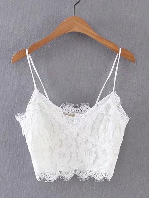 Top Crop In Pizzo Con Orli Smerlati