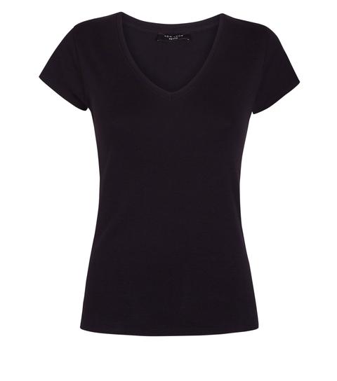 Petite Black V Neck T-shirt New Look