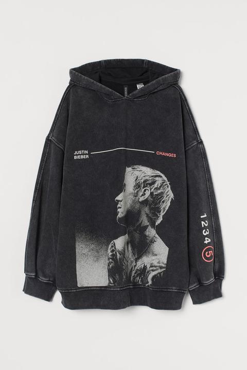 Sudadera Oversize Con Capucha - Negro