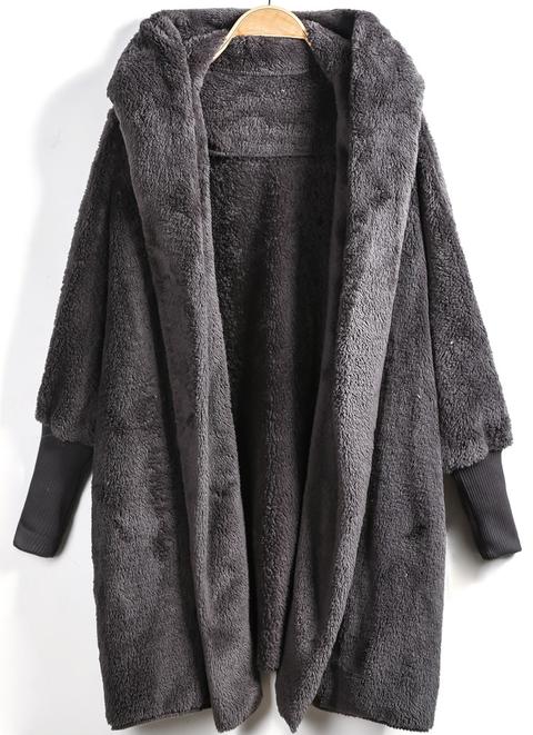 Cappotto Stile Pelliccia Pecora - Grigio