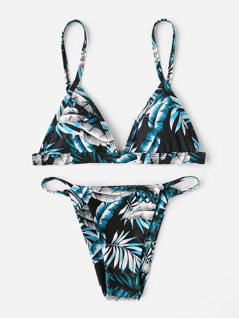 Jungle Print Triangle Bikini Set