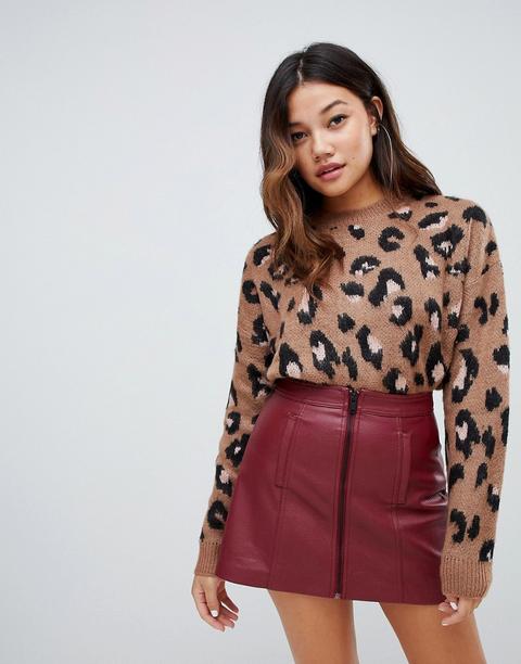 Bershka Brushed Leopard Print Jumper - Multi