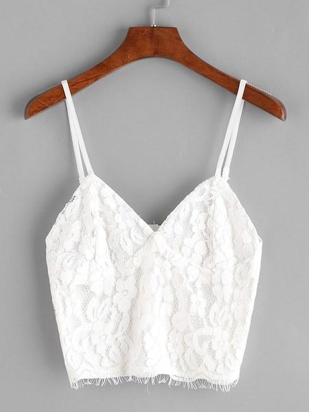 Top Camisole In Pizzo - Bianco