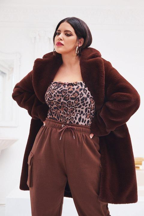 Womens Plus Size Faux Fur Winter Coat