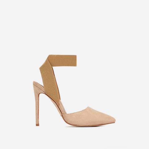 Alina Elasticated Court Heel In Nude Faux Suede, Nude