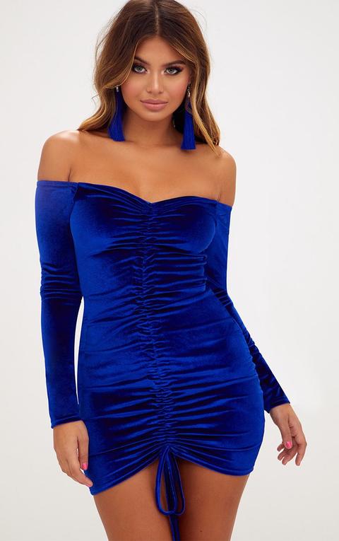 long sleeve blue bodycon dress