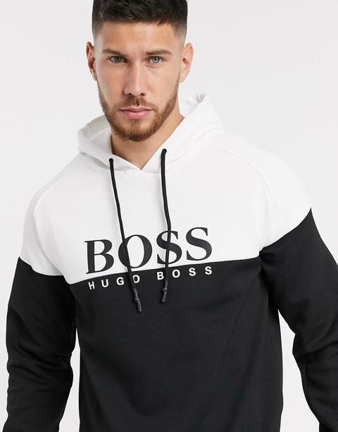 Sudadera Con Capucha Y Logo Con Diseño Colour Block Bodywear De Boss-negro
