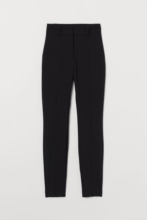 Zip-hem Trousers - Black
