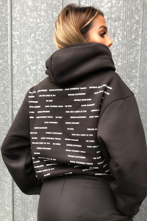 Arianna Black Positive Quote Hoodie