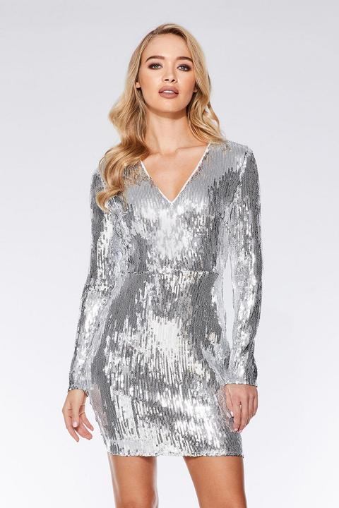 quiz silver sequin dress