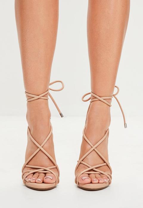 Nude Rounded Strap Gladiator Heeled Sandals