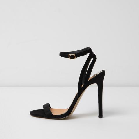 Black Barely There Sandals