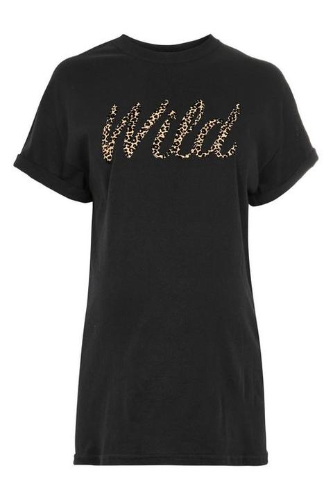 Womens **maternity 'wild' Slogan T-shirt - Black, Black