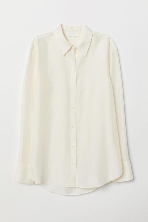 H & M - Camisa De Seda - Blanco