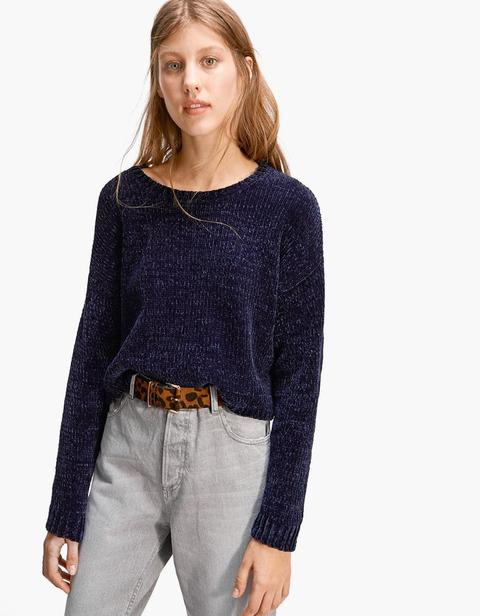 Pullover Cropped In Ciniglia Azzurro Mare