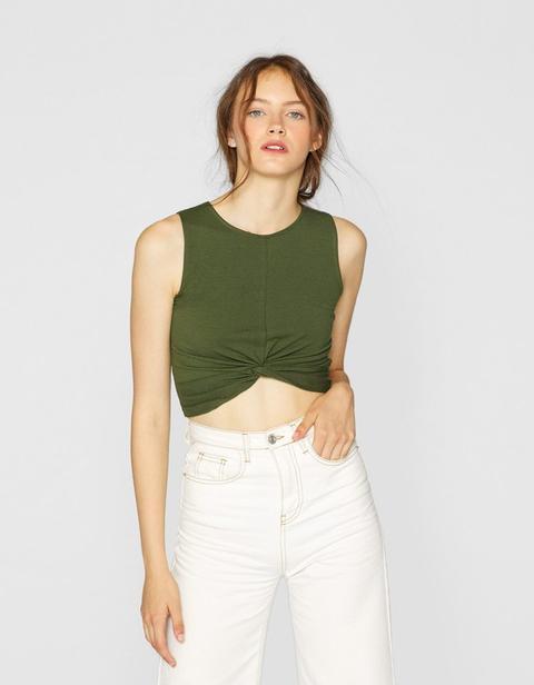 Cropped Con Nodo Verde Oliva