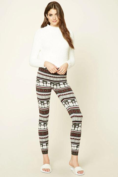 Snowman Print Knit Leggings