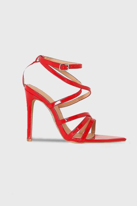 Red Patent Wrap Around Heels