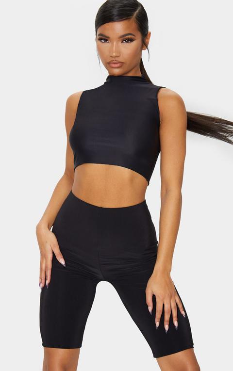 Black Slinky Longline Cycle Short