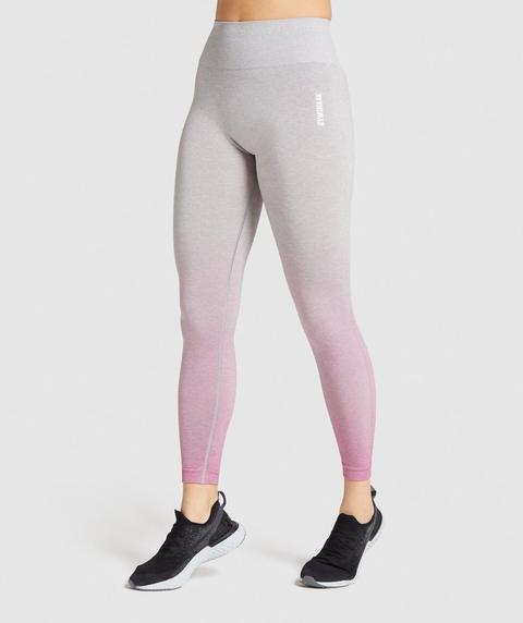 Gymshark Adapt Ombre Seamless Leggings - Light Grey Marl/pink