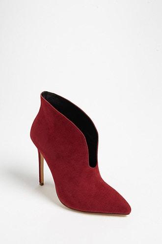 Forever 21 Faux Suede Cutout Booties Red